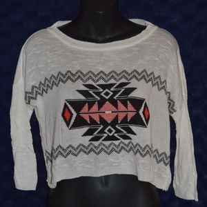 Tribal Print Cropped Sweater